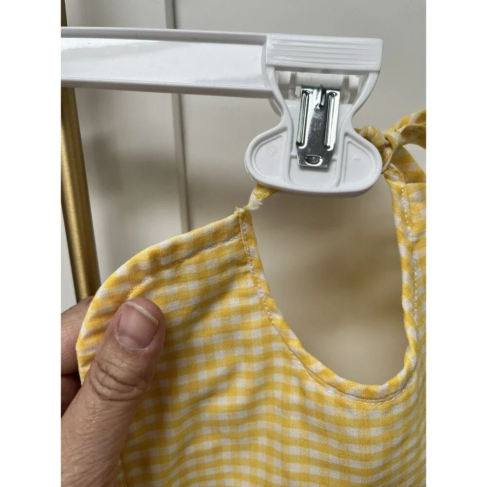 Vtg Pair Hand Cross-Stitched Baby Bibs Quilted Infant Toddler Gingham Boat Bear